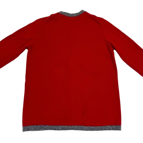 El Daws 2 ply Cashmere Cardigan Sweater Button Front Stacked Pockets Red Gray, S - Picture 3 of 8
